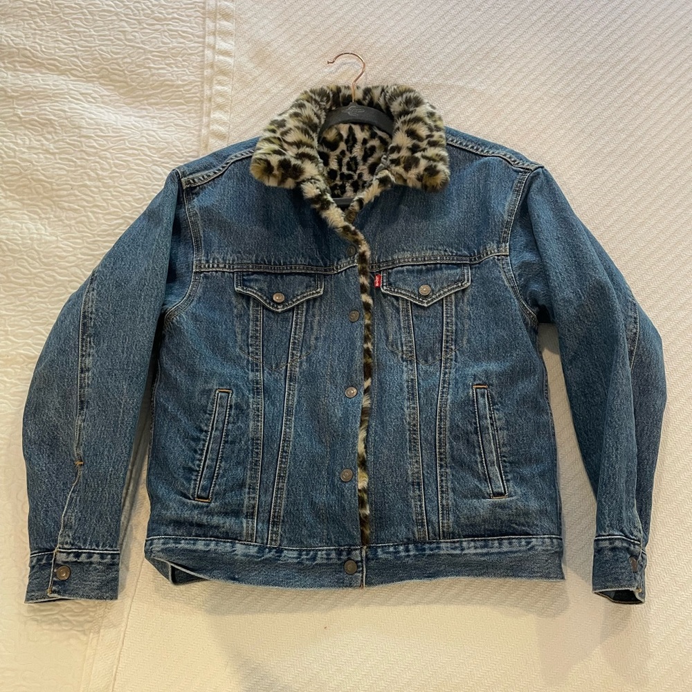 Levi’s Oversized Reversible Denim / Faux Fur Trucker Jacket